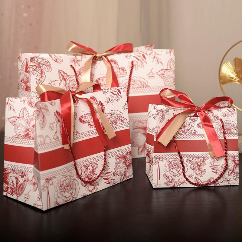 1pc Tote Bag With Ribbon Floral Fashion Gift Bags New