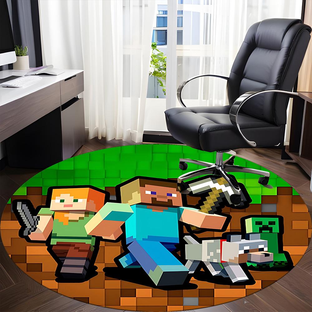 1pc Minecraft Characters Chair Carpet for Office - Indoor Non-Slip Washable Polyester Fiber Carpet, Soft Comfortable Mat For Office yy250928069