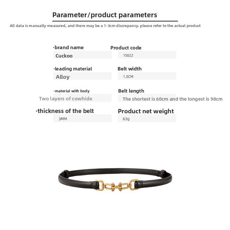 Mei Mary Korean style genuine leather skinny belt - women's fashion dress decoration waist chain - versatile suit waist cincher belt