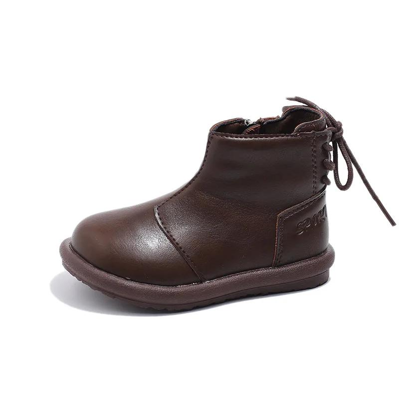 2024 Children Leather Shoes for Girl Autumn New Fashion Versatile Korean Style Soft Anti-slippery Side Zipper Casual Short Boots