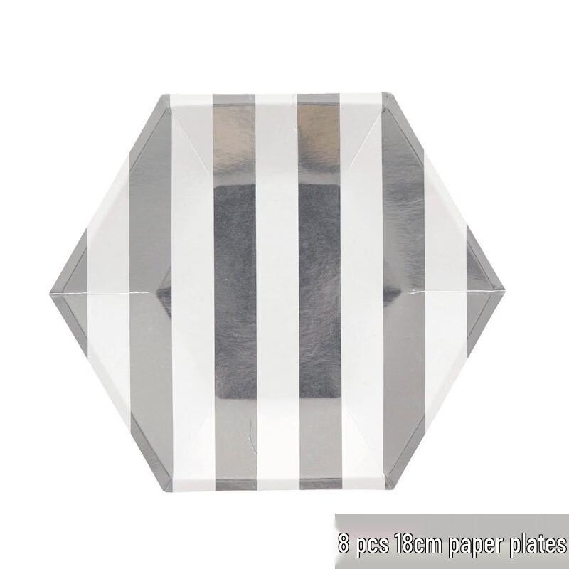 

OIMG Hexagonal Hot Silver Party Plates