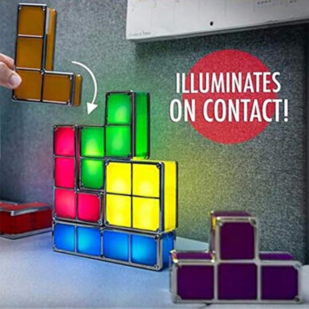 Tetris Stackable Table Light, Tangram Puzzle LED Lamp, 3D Induction Interlocking Desk Lamp, Fun T...