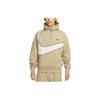 Nike Big Swoosh Half Zip Hoodie Asia Size Natural Olive/Light Bone Men Streetwear DX0567-276