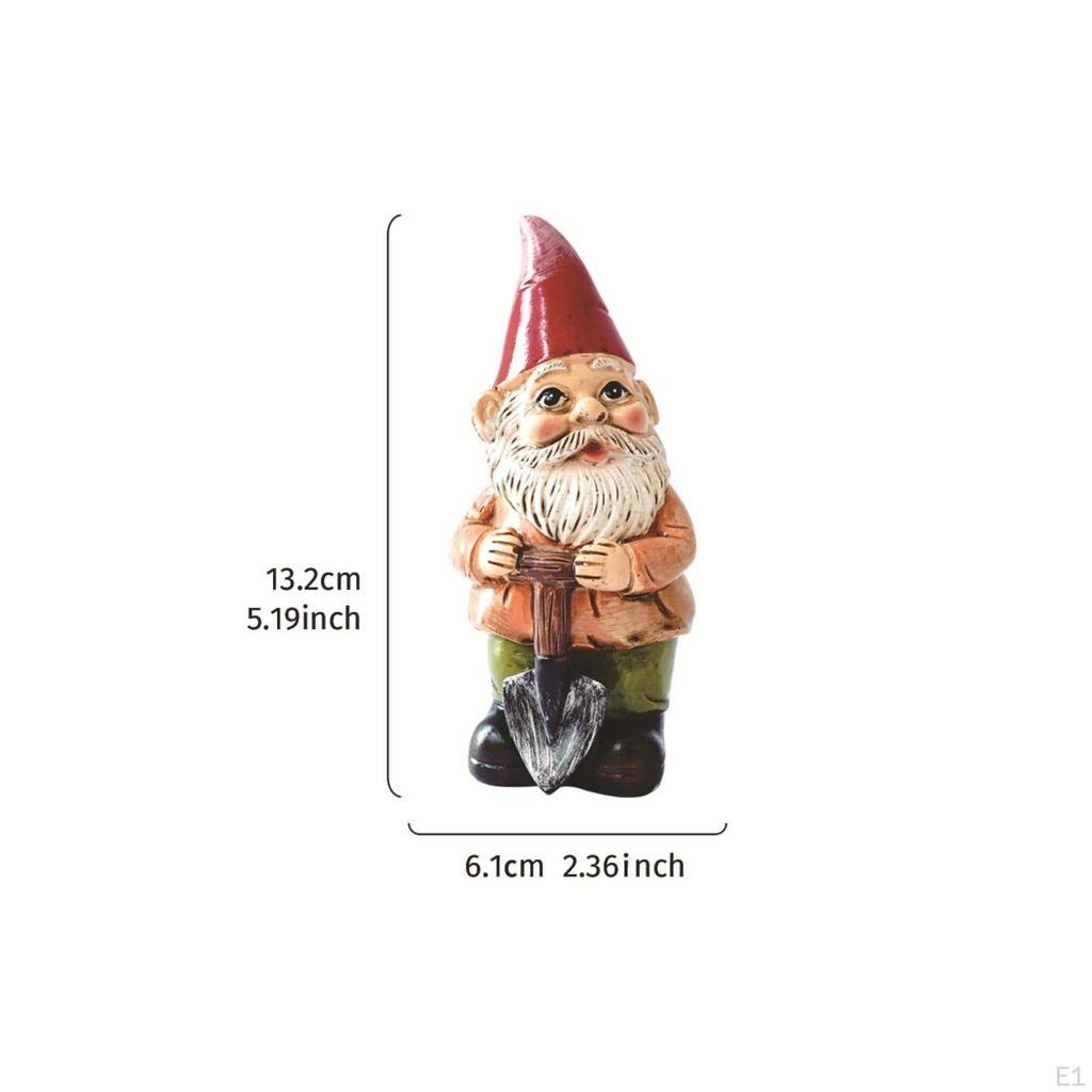 Garden Gnome Miniature Statue HandPainted Figurine for Potted Plants, Patio Red