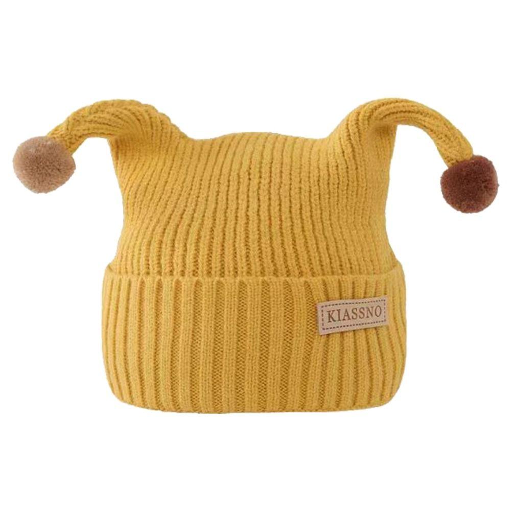 Openwork Flower Warm Wool Beanie Plush Ball Kids Winter Cap Fashion Pompom Hat  Ear Protection