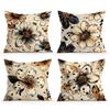 4Pcs/Set 45X45Cm Pillowcase Leopard Brown Flower Illustration Bedroom Sofa Living Room Cushion Cover 100% Polyester Home Decor