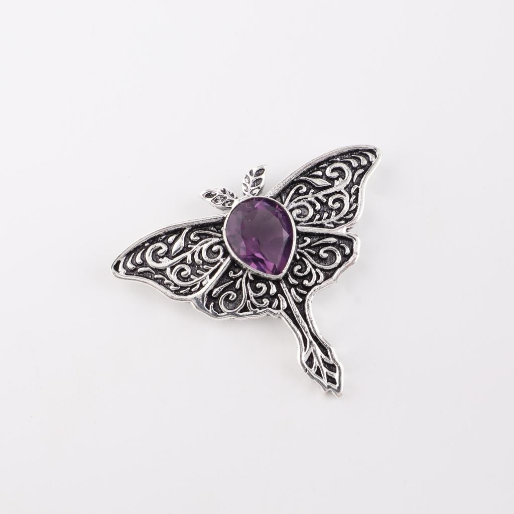 Améthyste Pierre Précieuse Argent Sterling 925 Bijoux Pendentif Papillon 1.2" Pour Femmes CP-31-3