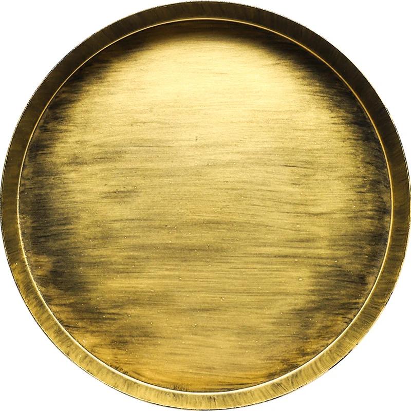 Golden European Retro Round Iron Plate Metal Vintage Storage Tray Home Decoration Garden Restaurant Table Photographing