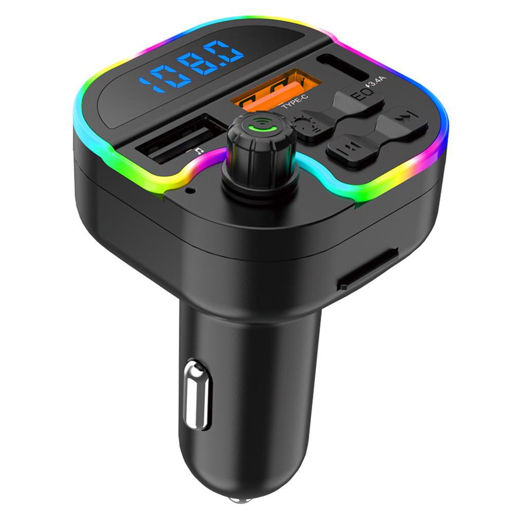 Bluetooth Car MP3 Player with Hands-Free Calling, USB Card Playback, FM Transmitter & Colorful Atmosphere