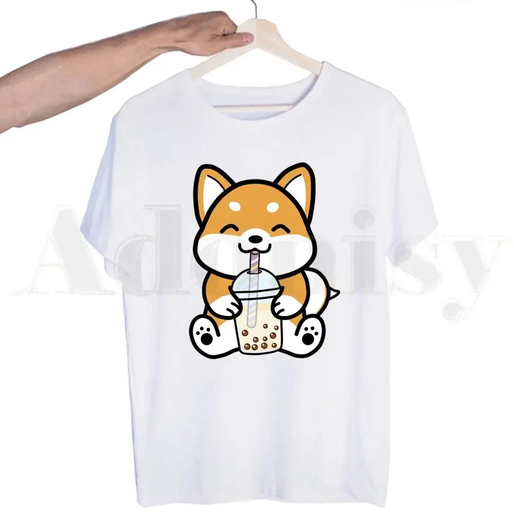 Bubble Tea Cute Cartoon Fashion Kawaii Graphic Tshirts Men Fashion Summer T-shirts Tshirt Top Tees Streetwear Harajuku Funny