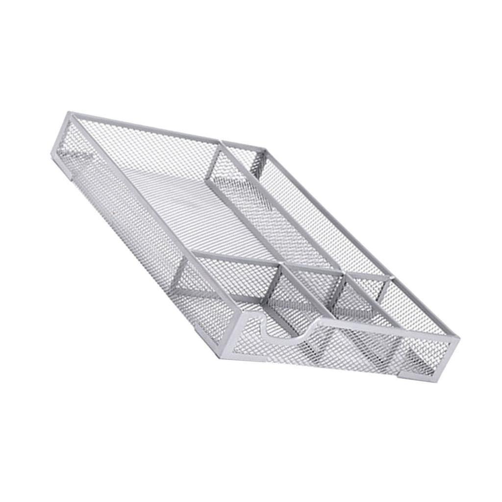 Desk Drawer with Non Slip Rubber Pads Metal Mesh 5 Compartments Storage Tray for Home and Use