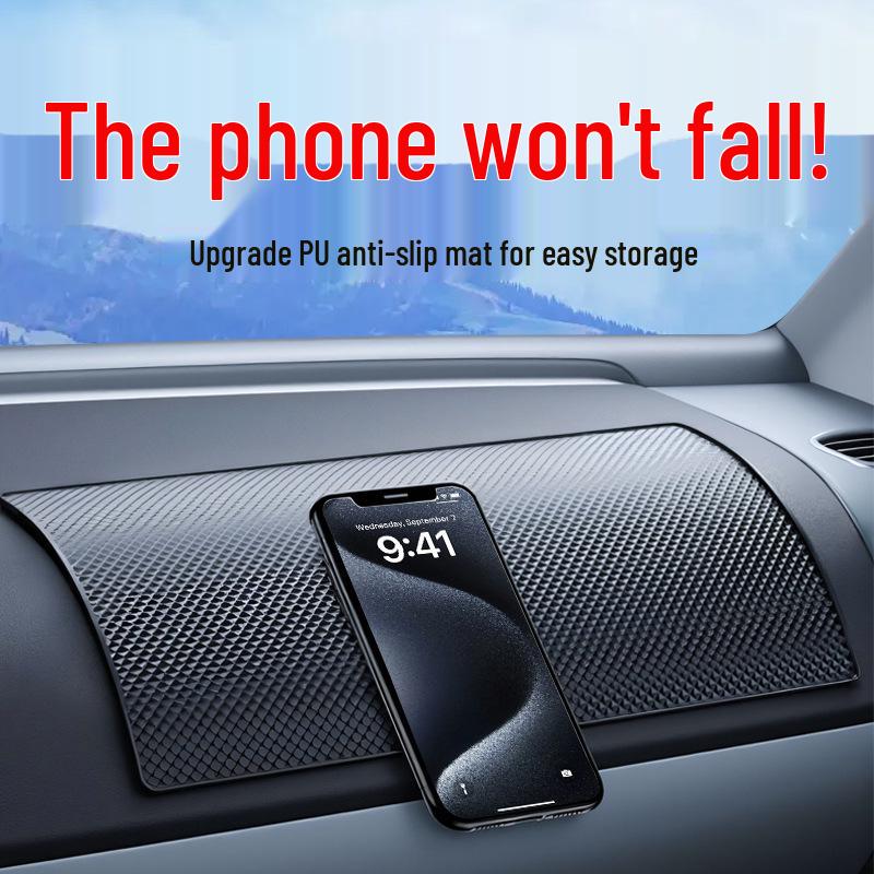 Anti-Slip Dashboard Phone Pad: Heat-Resistant Gel Sticker for Car Console Storage.