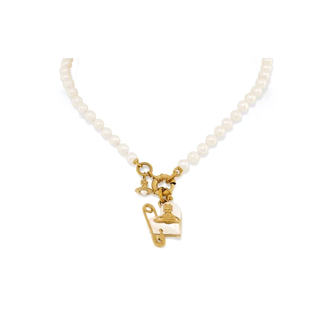

Vivienne Westwood Orietta Brooch Mother Of Pearl Heart Pendant Pearl Necklace Women necklace Brass 6301011B02R107R107 Box+Shopping Bag