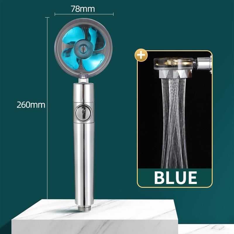 

Насадка для душа под давлением с дождевой насадкой, регулируемая на 360°, экономия воды, с небольшим вентилятором, ручная насадка-распылитель, аксессуары для ванной комнаты синий