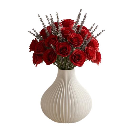 

3D Printed Vase Modern Flowers Vase Decorative Vertical Textured Flower Vase for Dried & Fresh Flowers Farmhouse Coffee Table Kitchen Centerpieces