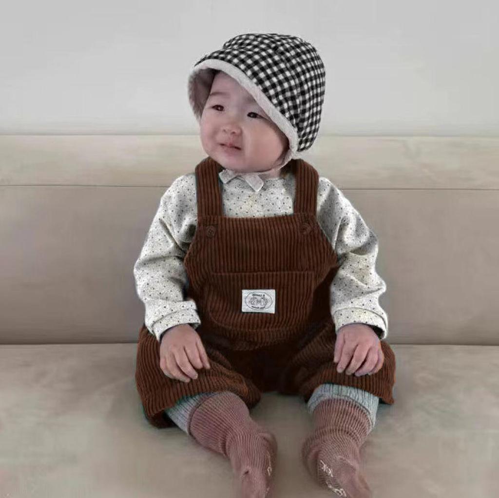 Korean Retro Corduroy Overalls for Infants - Cute & Versatile Autumn/Winter Jumpsuit for Boys & Girls