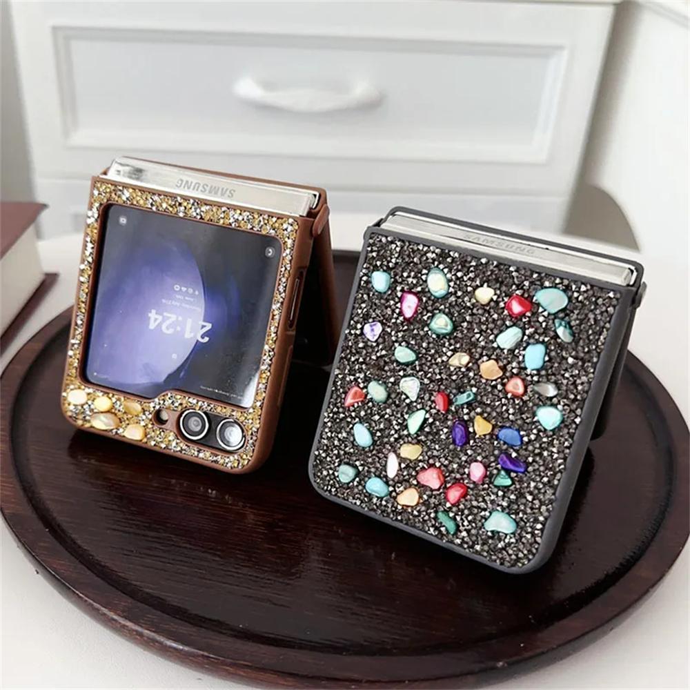 Glitter Diamond Luxury Case for Samsung Galaxy Z Flip 5 4 3 ZFlip flip5 Flip4 Bling Colorful Shockproof Cover for Samsung ZFlip3