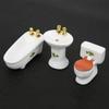 1/24 Dollhouse Miniature Bathroom Set Simulation Ceramic Bathtub Toilet Sink KitFour Leaf Clover