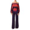 European And American Style Ladies Summer Suit Casual Satin Printed Loose One-neck Blouse And Trousers Two-piece Suit
