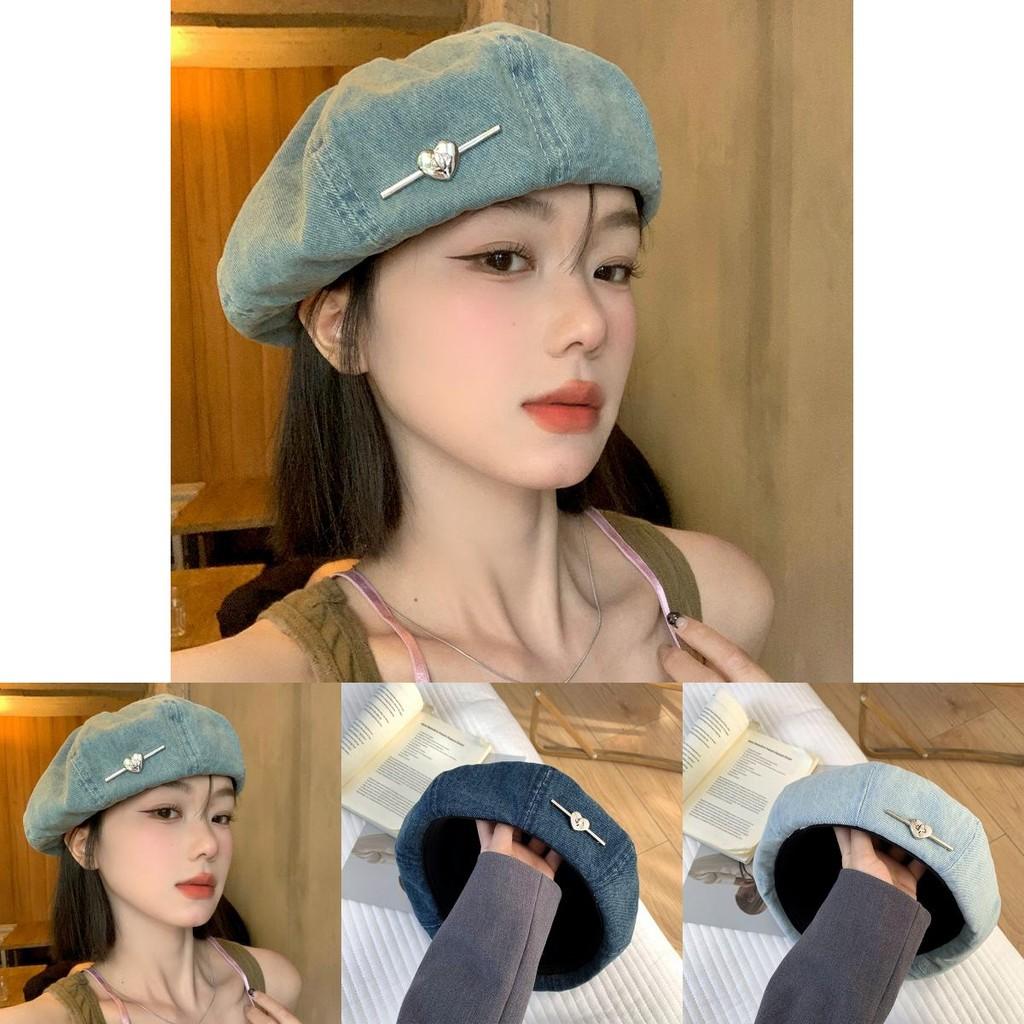 Elegant Lightweight Blue Denim Beret Hat For Women Perfect For Summer Wear