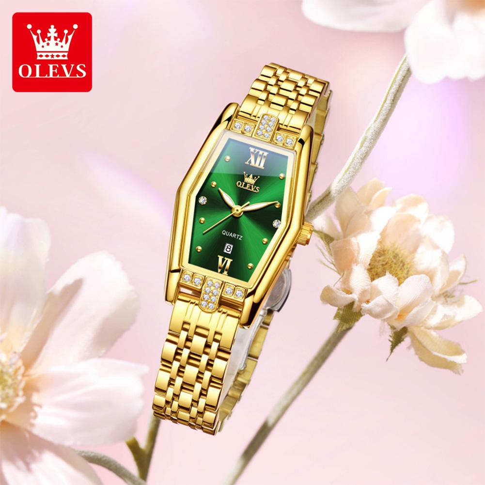 OLEVS Brand Quartz Women's Watch Waterproof Women's Calendar Function Wine Bucket Shaped Watch 3699