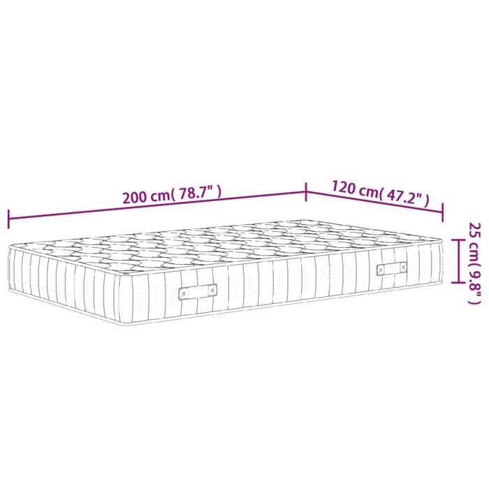VidaXL Matelas à ressorts ensachés dureté moyenne 120x200 cm 372829