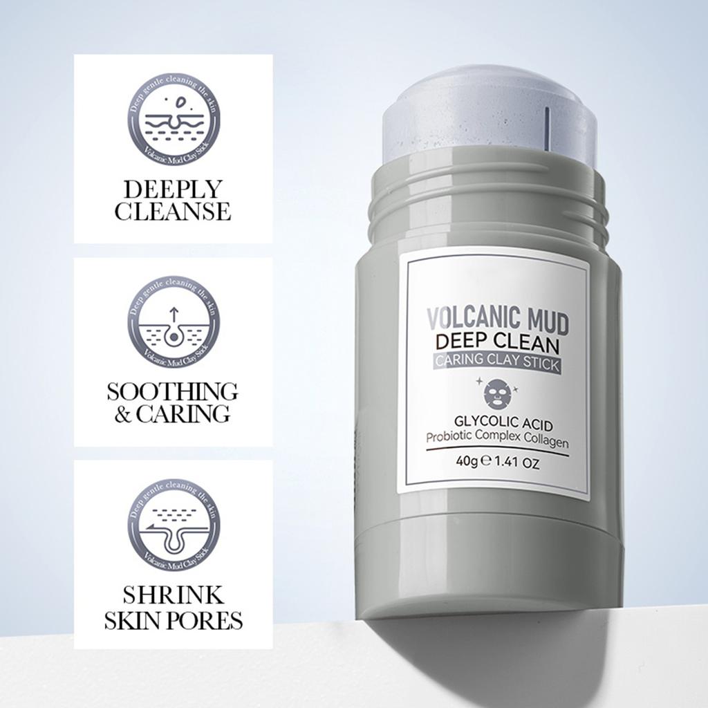 DEEPLY CLEANSE SOOTHING SHRINK SKIN PORES,Clean And Tighten Facial Mud Mask Stick, Easy To Apply, Easy To Rinse 40g
