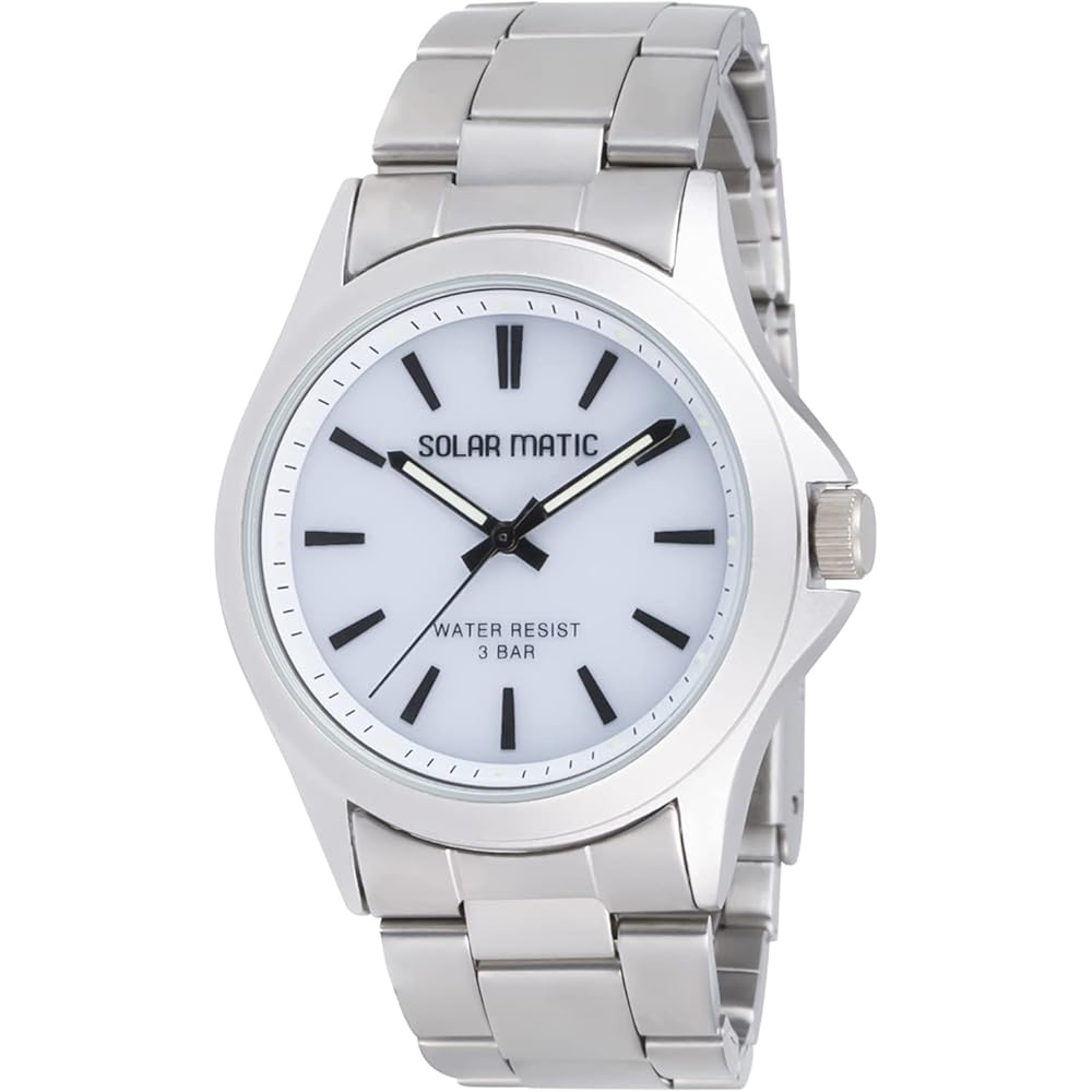 Crepha Analog Solar Men s Watch Metal Band Silver SM-AM170-WTS