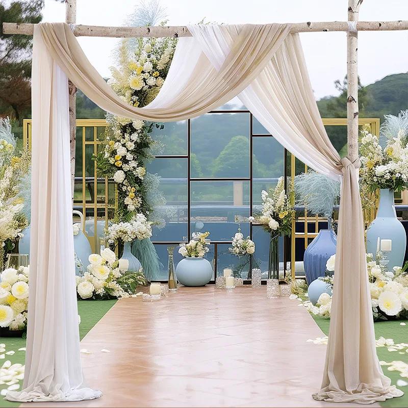 3Pack Set Wedding Arch Drape Fabric Sheer Chiffon Tulle Curtain Draping Backdrop Party Supplies Home Drapery Ceremony Decoration