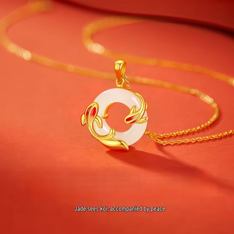 New Lucky Koi Jade Pendant Necklace for Women — Elegant Chinese Style Clavicle Chain Gift