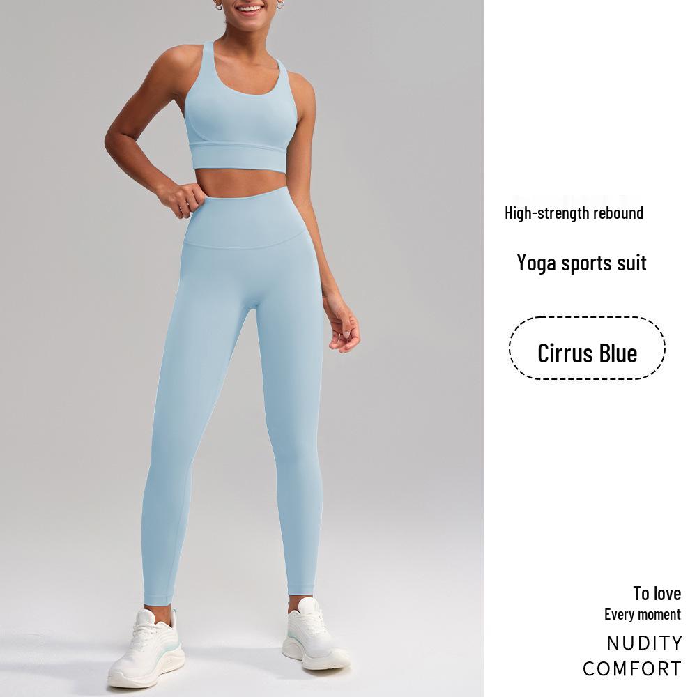 

Брюки для йоги с высокой талией и контролем живота - Бесшовный спортивный комплект телесного цвета M