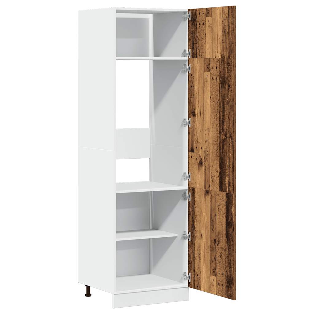 Built In Refrigerator Cabinet Lyon Vintage Wood Look 60 X 57 X 207 Cm Engineered Wood