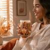 Borosilicate Glass Cup with Lid Autumn Harvest Cup, High Tumbler for Iced Coffee Tea Durable Drinkware Home And Juice, 350ml Clear Drinking