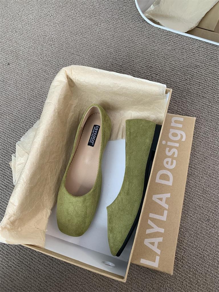 Flat-bottomed commuter versatile single shoes women's shoes 2025 spring and autumn new round head black work shoes suede light mouth Doudou shoes