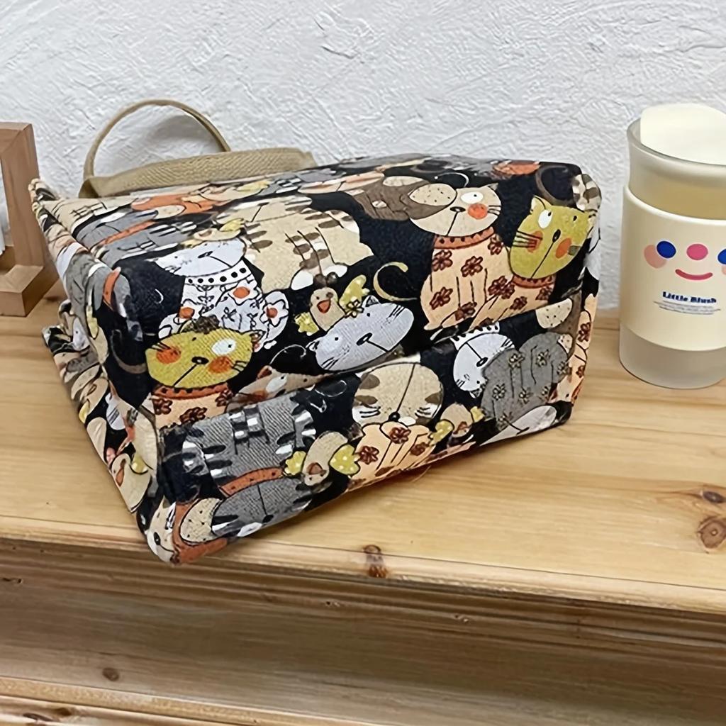Portable mommy bag, cute cartoon kitten, carry miscellaneous items with you, retro and fashionable outdoor handbag