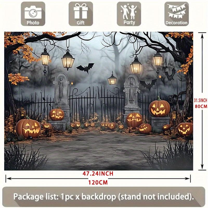 1 Halloween Party Banner - Ghost Tomb and Pumpkin Lantern  Misty Forest Trail Indoor and Outdoor Halloween Decoration
