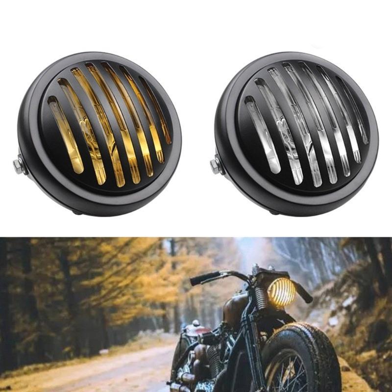 Waterproof Retro Motorcycle Grill Headlight Superior Lighting Accessories For CG125 Night Rides, High Impacts Resistance