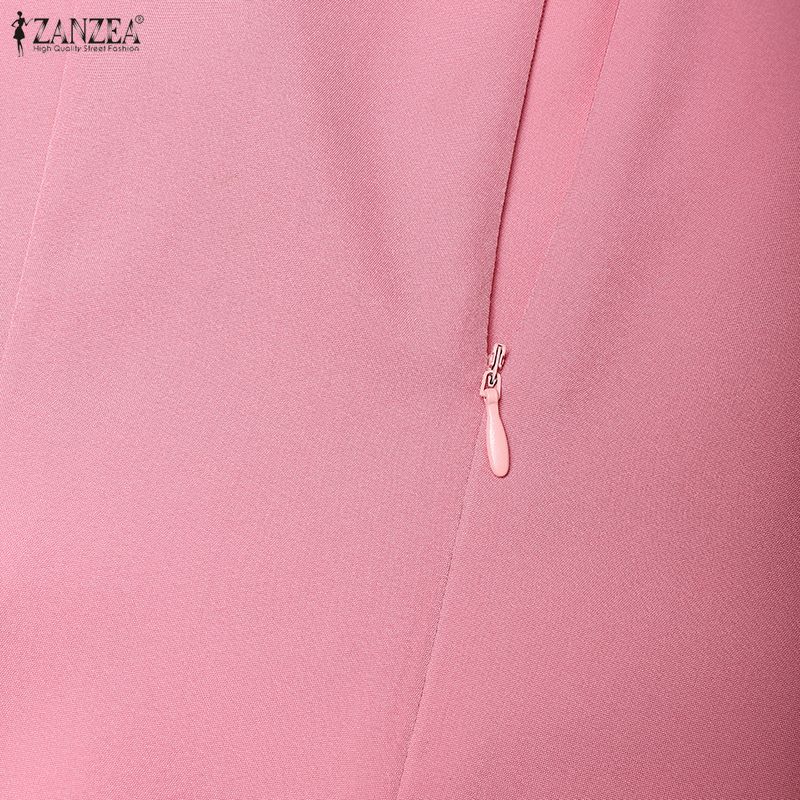 ZANZEA Lässiges Sommerkleid mit Rundhalsausschnitt und kurzen Ärmeln für Damen