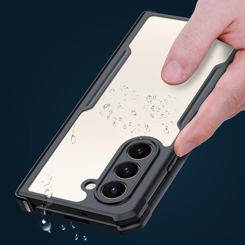 XUNDD For Samsung Galaxy Z Fold5 5G Case PC+TPU+Tempered Glass Phone Cover with Glass+Protective Bar