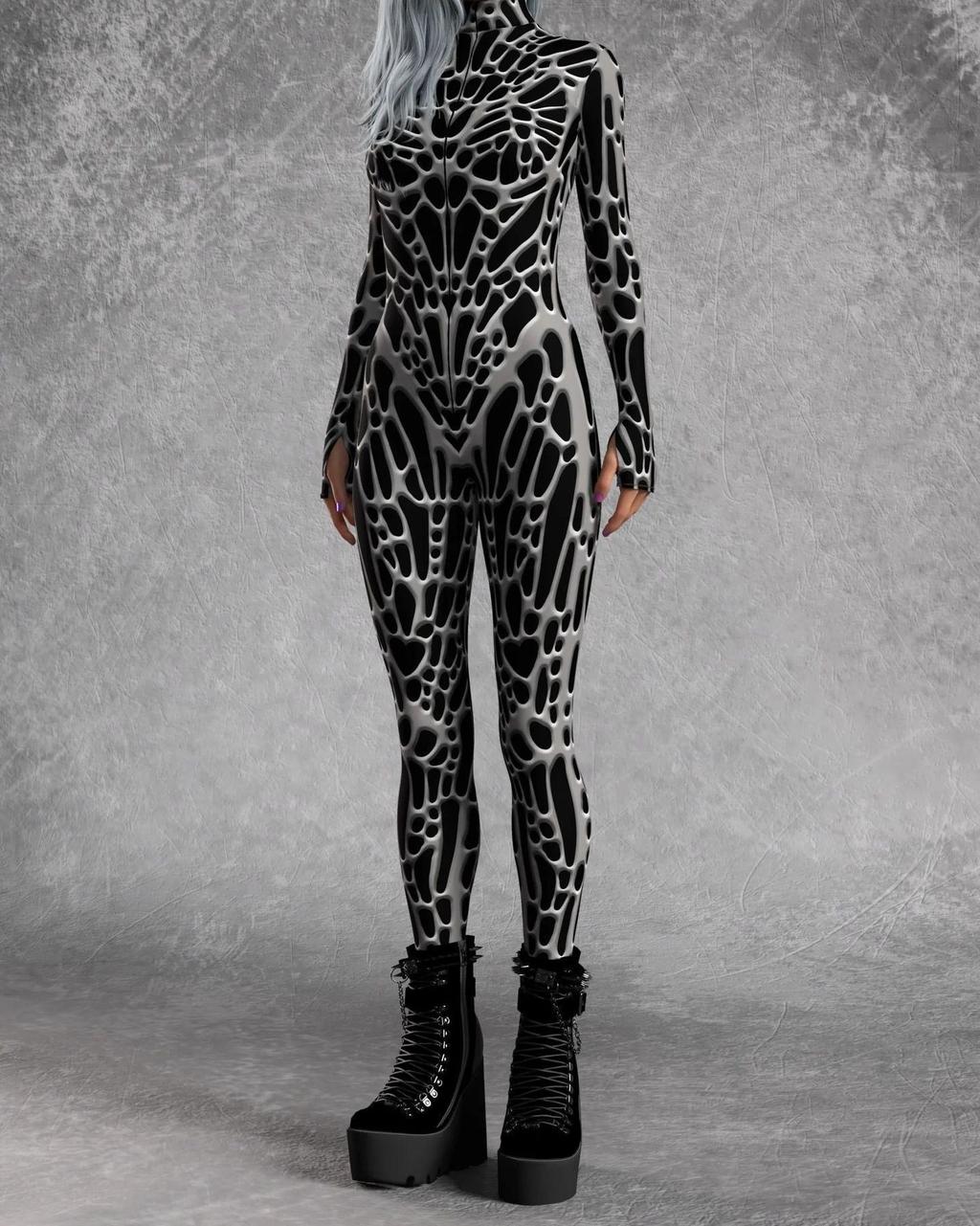 

Halloween Adult Body Suit With Spandex Blend For Game Cosplay And Costume Parties Black,2XL