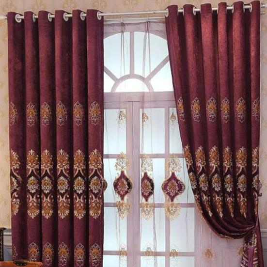 2PCS European-style Chenille Embroidered Thickening Blackout Curtains High-grade Living Room Bedroom Balcony Floor-to-ceiling Windows Nordic Curtains