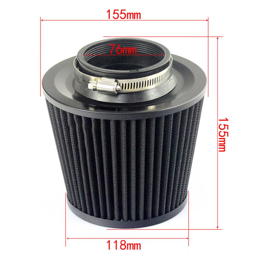AUSO Universal Auto Parts Performance High Flow 76MM Cone Air Filter Hepa for Universal Car