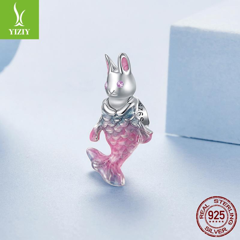 S925 Sterling Silver Mermaid Rabbit Beaded Accessories Dream Sterling Silver Bead Loose Bead Bracelet Accessories