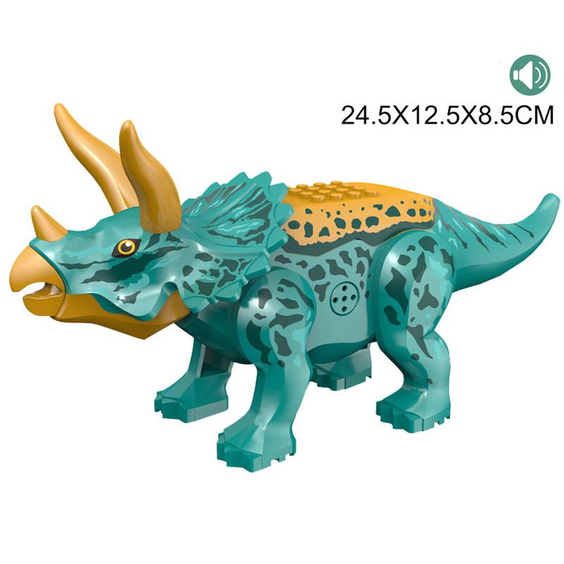 With Sound Assembled Building Blocks Dinosaur World T-Rex Velociraptor Triceratops Jurassic Animal Model Bricks Figure Toys Gift