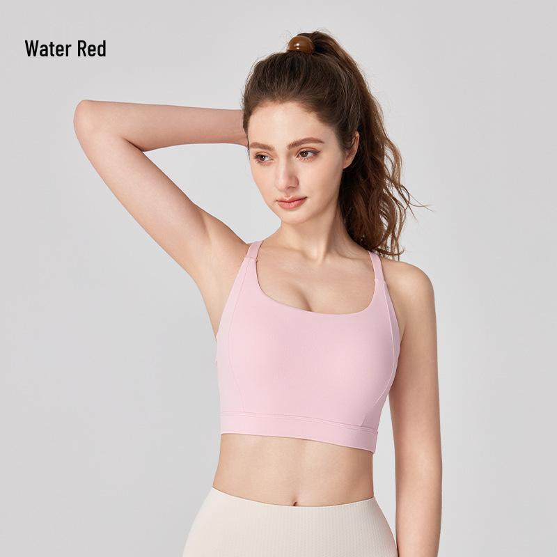 Cross-Strap Shockproof Sports Bra with Integrated Cup - Breathable, High-Intensity Performance Yoga Wear