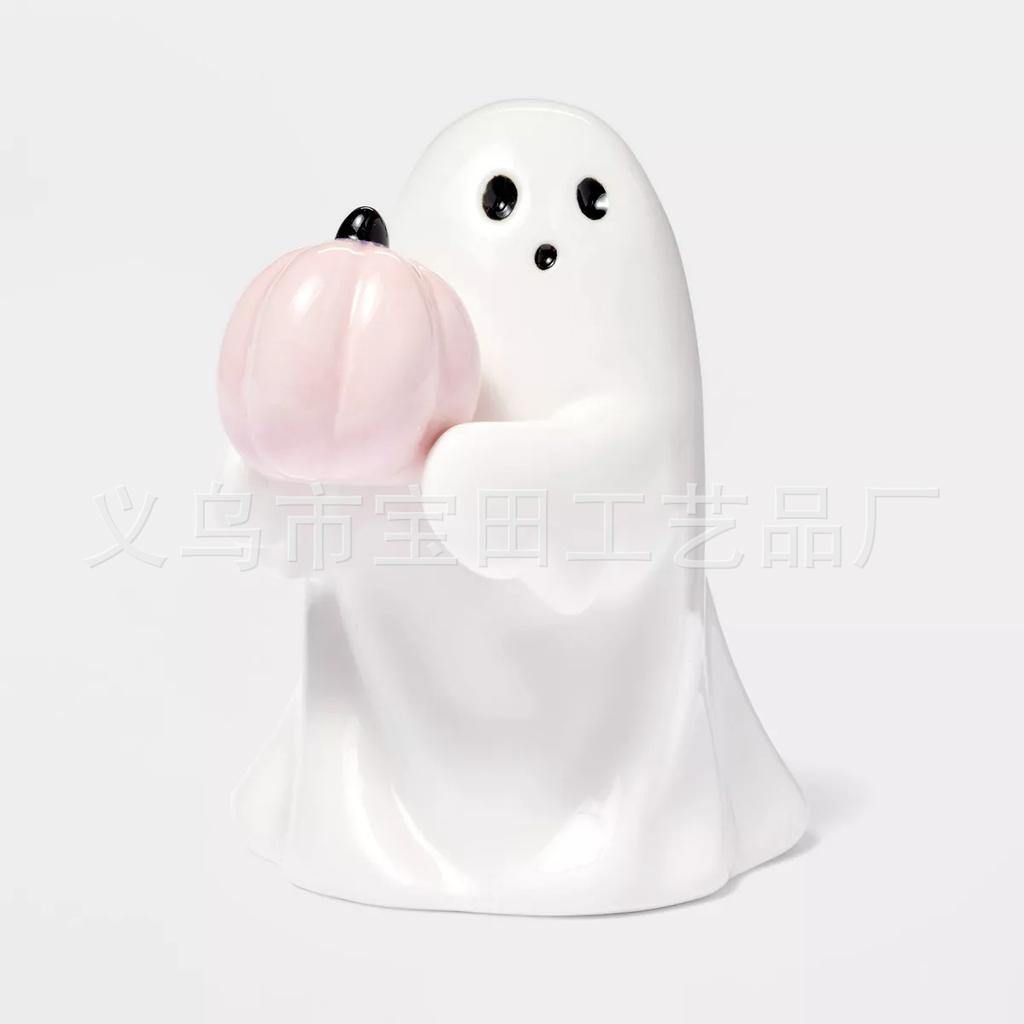 New creative halloween cute ghost ghost hugging powder pumpkin bat resin statue halloween decoration