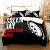 Collage Band Green Day Poster Tour Vintage Arte Punk Rock 3 Pezzi Biancheria da Letto Copripiumino + 2 Federe Decorazione Casa
