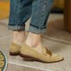 Mode 2024 Neue Frühling Damen Schuhe Kamel Schnalle Lässige Wildleder Damen Slipper Einfarbig Niedriger Absatz Pumps Schuhe für Damen Mokassins