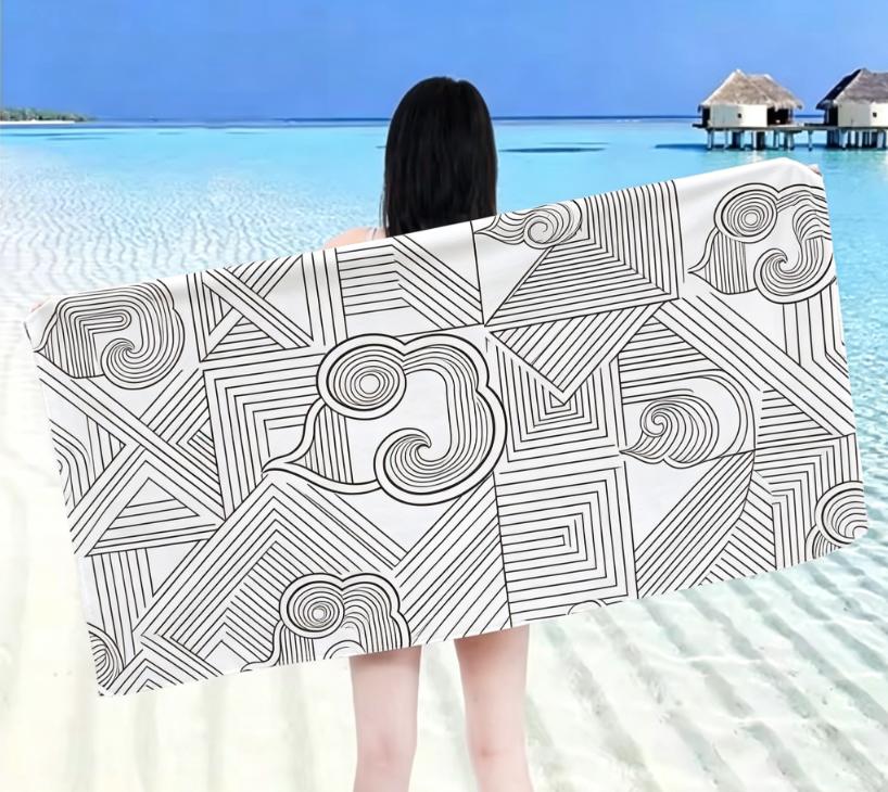 Microfiber Large Beach Towel, Sand Free Quick Dry, Anime Red Cloud Print, Soft Absorbent Towel for Fans & Teens