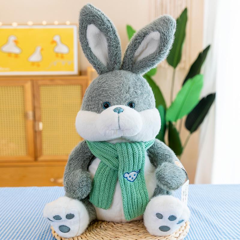 

Плюшевая игрушка кролик, мягкая, милая, подарок для девочек, кукла, кукла-кролик, шарф, кукла 23cm зелёный